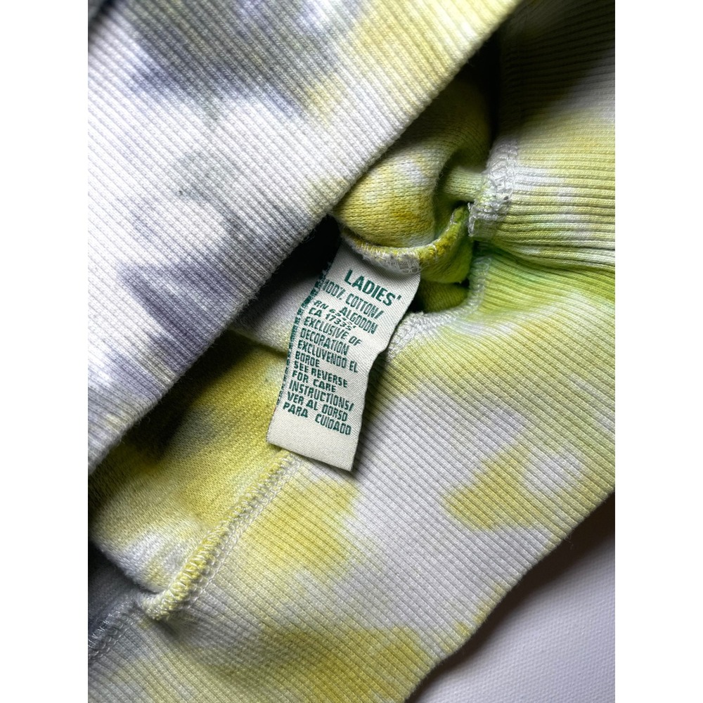 Vintage 90s Reebok Golf Tie Dye Sweatshirt Medium Waffle Knit Y2K Green Teal - Picture 4 of 9